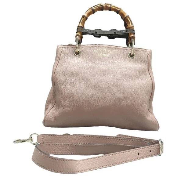 GUCCI Bamboo Shopper Pink Leather Satchel 511-061825